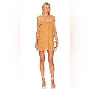 Revolve Tularosa Jamie Mini Dress tan sz M brown sugar tan ruffles